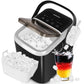 Eiswürfelmaschine – kleine, leise Eiswürfelmaschine mit zwei Größen von Bullet Eiswürfeln, 9 Eiswürfel in 6 Minuten fertig, mit tragbarem Griff für Büro, Camping und Partys