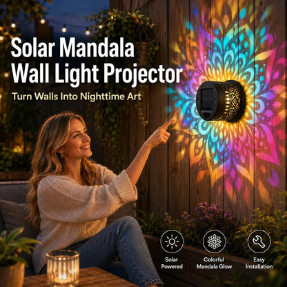 🎁 2026 Neuheiten 50% RABATT 💥 Solar-Mandala-Wandleuchte, Gartenzaun-Projektor, Ambiente-Deko für Terrasse